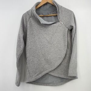 Athleta‎ Womens Sweatshirt Cozy Karma Asym Pullover Athletic Gray XS Zip Pockets